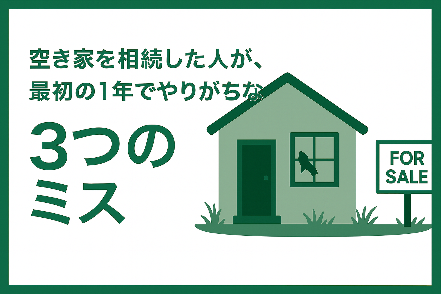 Read more about the article 空き家を相続した人が、最初の1年でやりがちな“3つのミス”