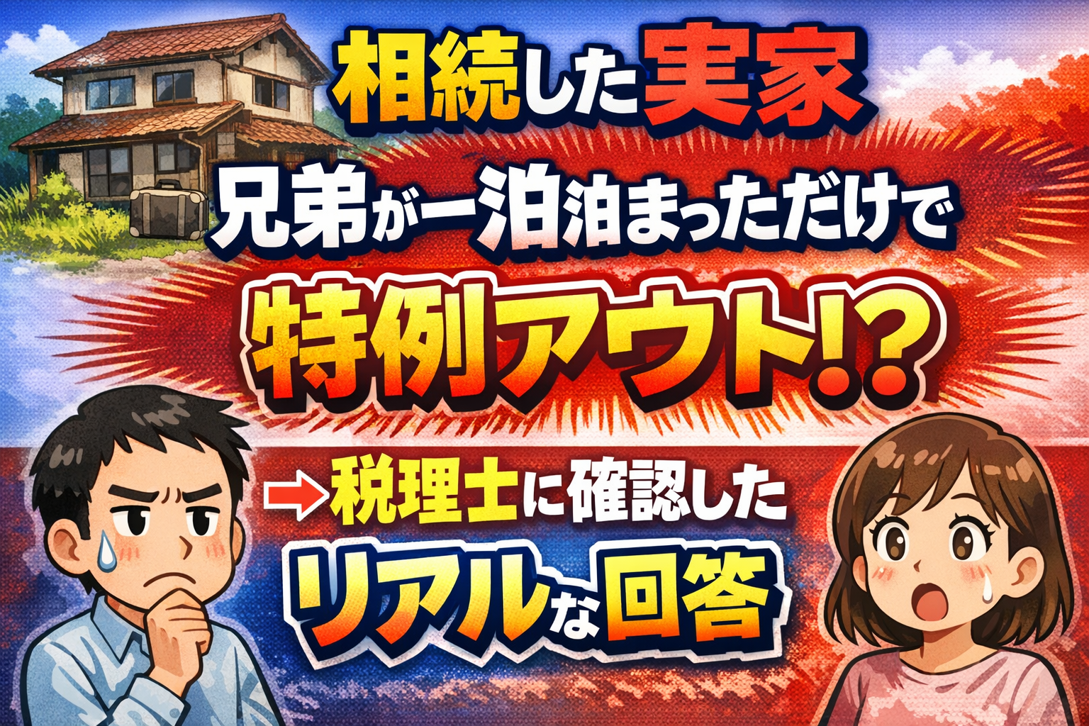 Read more about the article 相続した実家、兄弟が一度泊まってただけで特例アウト？→税理士に確認したリアルな回答